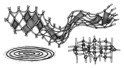 Collection of hand drawn mesh net textures and ripple elements © Wieslaw