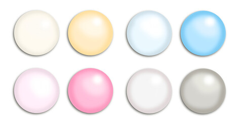 光る淡い丸のボタンセット