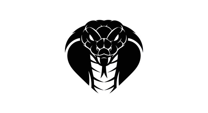 Black cobra head silhouette on white