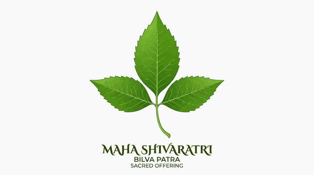 Vector illustration of Maha Shivaratri celebration with sacred Belva Patri leaves in a minimalist design