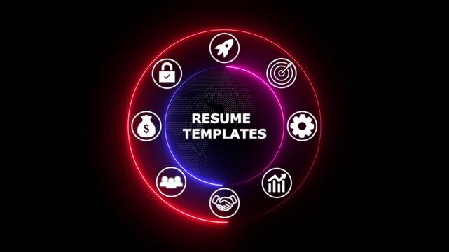 Modern Resume Templates Design with Glowing Icons and Professional Layout