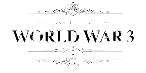 Don't Come World War 3 black text typography with subtle drop shadow on white background, anti-war message, global peace protest graphic, bold minimalist political statement for activism and peace. © Juairia