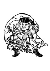 Ukiyo-e Style Dancing Man Illustration Vector &ndash; Traditional Japanese Character