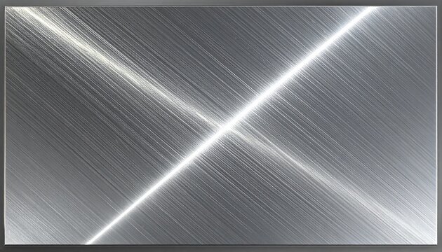 Texture de m&eacute;tal bross&eacute; argent&eacute; avec un reflet lumineux en forme de croix, id&eacute;al pour un arri&egrave;re-plan industriel moderne et &eacute;l&eacute;gant.