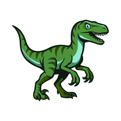 Obraz premium Green Raptor Dinosaur Cartoon Character Illustration