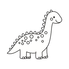 Cute Brontosaurus Dinosaur Line Art Illustration for Kids Coloring Page © Wiwit