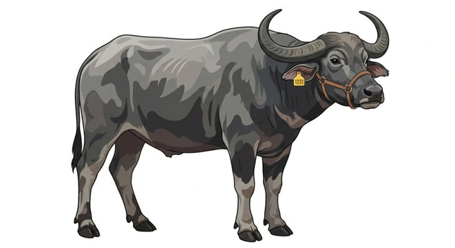 Water buffalo vector illustration isolated on white background
