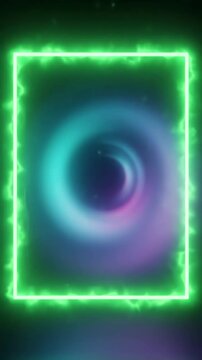 Green Screen abstract neon rectangle frame animation looping background 4k retro template soft color live concert wall gradient web element scene 3 with distortion, overlay, glitch, static noise, scan