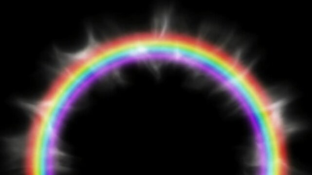 Ethereal Chroma Burst with visual effect of the appearance a rainbow on black background layer to overlay 4k distortion, green screen overlay, glitch, static noise, scan lines background, animated