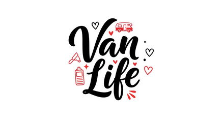 Obraz premium Van life text illustration on white