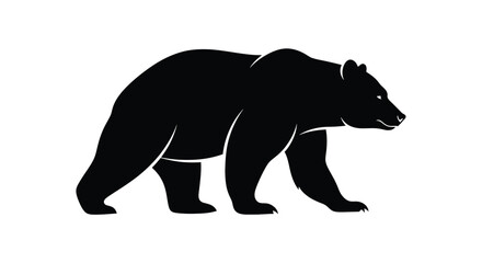 Fototapeta premium Illustration of black bear silhouette walking on in profile view