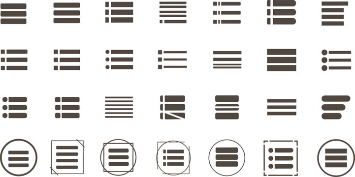 Text Alignment and List Formatting Icon Set with Paragraph Layout Bullet List Editor Controls UI UX Interface Vector Collection