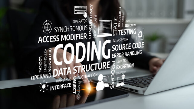 Engage with the world of software development through coding, showcasing key concepts and terminologies in a modern workspace. Perfect for tech enthusiasts. Tessel