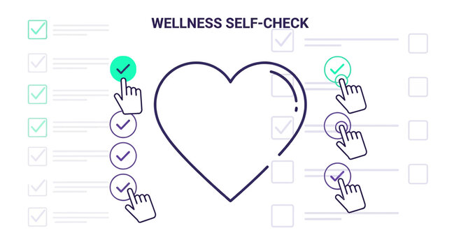 Wellness Self-Check: Heart Health and Checklist Concept