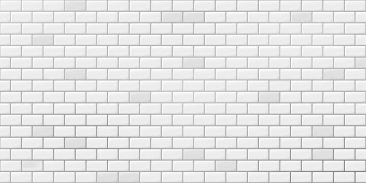Subway tile background. Abstract geometric vector illustration. White ceramic wall brick texture