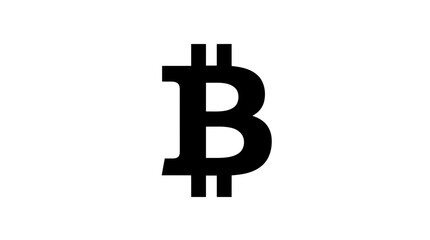 Obraz premium Flat black silhouette of the Bitcoin symbol, representing the world's first and most well-known cryptocurrency and digital asset.