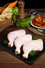 Fresh Raw Chicken Legs with Vegetables for Healthy Cooking and Daily Meals