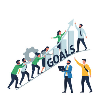 Team Climbing Stairs to Achieve Goals.