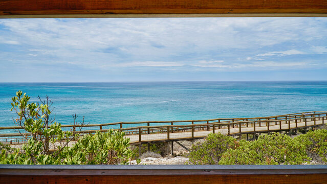 Ocean view at Head of the Bight a bay located in South Australia at the most northern extent of the Great Australian Bight. Nullarbor coast