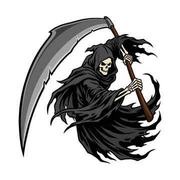 Grim Reaper Dynamic Swing Scythe Illustration