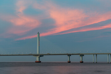 Jiasao Bridge Shangyu District Shaoxing China at Sunset