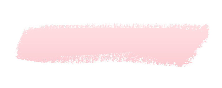 Soft pink paint brush stroke banner bar isolated png with transparent background, hand painted grunge brush smear strip for title label highlight and creative design projects