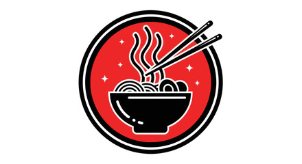 Bowl of noodles with chopsticks illustration