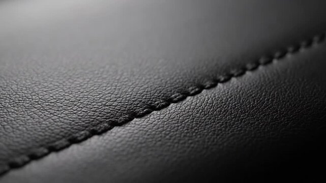 Black Leather Texture with Stitching Detail.