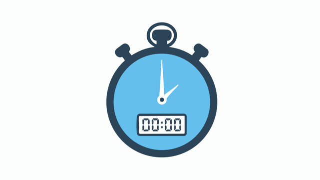 Blue Stopwatch Icon With Digital Display Showing Zero Time.