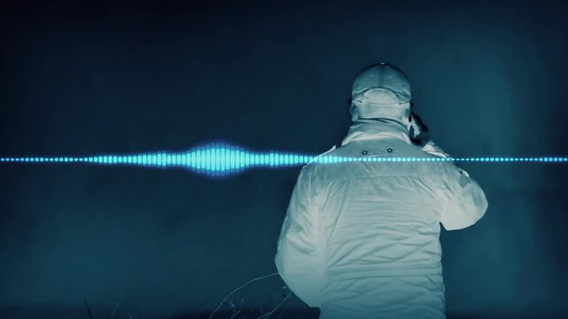 Man On Phone With Audio Graphic X-Ray View, Crime, Espionage
