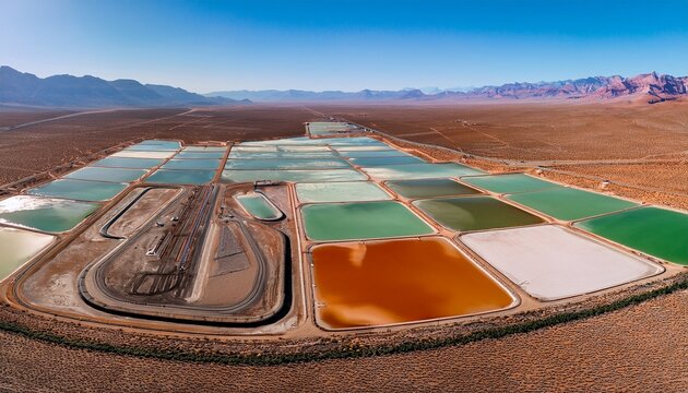 aerial view lithium mine evaporation ponds nevada