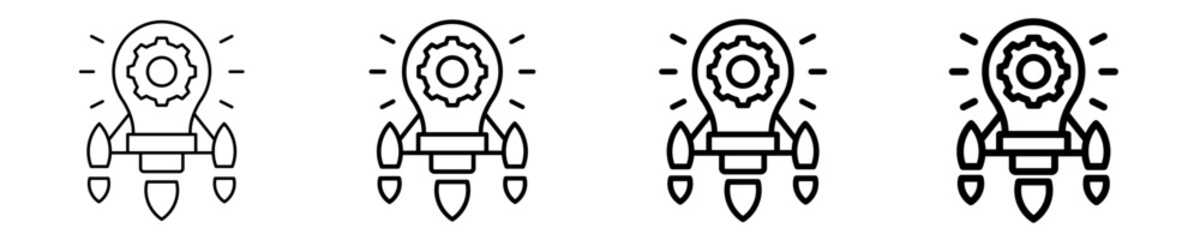 Rocket Launch Icon Set Different Style Collection