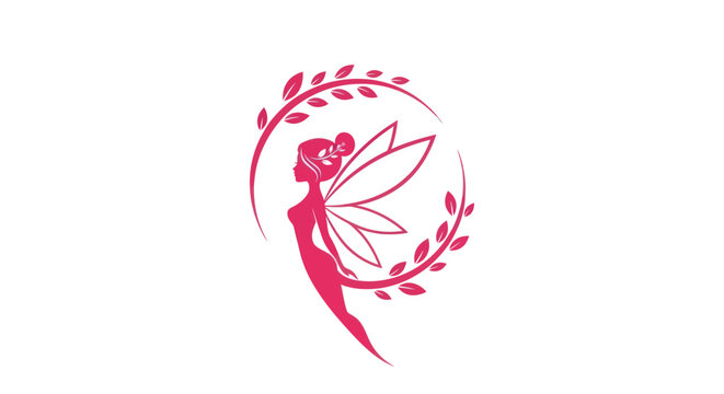 Pink fairy silhouette design