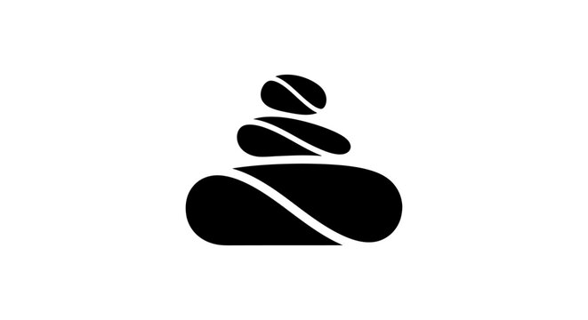 Stacked stones emblem on white background