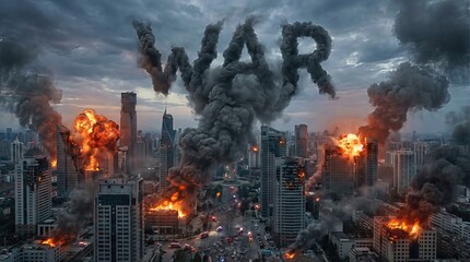 Obraz premium Destruction and Chaos in Urban Warfare Scene