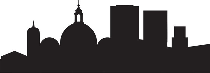 Cityscape silhouette with dome building and skyscrapers isolated on checkered background vector © Nur