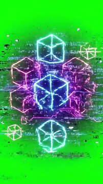 Retro-Futuristic System Crash with looped game over animation glitch effect isolated on black background video screen cyberpunk text rgb distortion distortion, green overlay, glitch, static noise