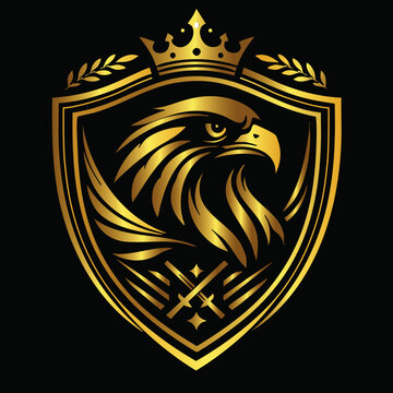Luxury Golden Falcon Crest Logo