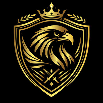 Luxury Golden Falcon Crest Logo