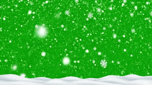 Seamless Looping Snowfall with natural winter snow christmas loop animation background green screen alpha snowdrifts falling snowflake snowflakes merry happy new year xmas snowball distortion