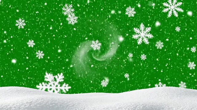 Natural Holiday Ambiance with winter snow christmas loop animation background green screen alpha snowdrifts falling snowflake snowflakes merry happy new year xmas snowfall snowball distortion