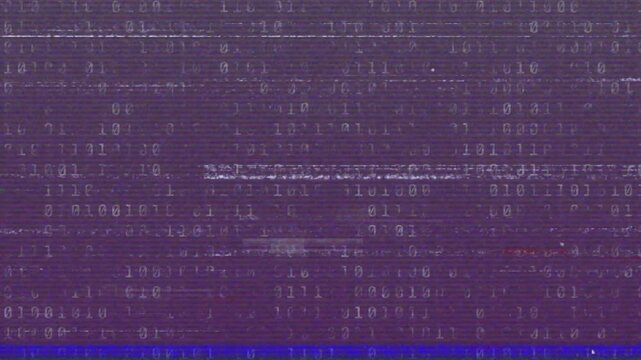 Signal error starting purple glitching feed spraying bits and static lines, showing data loss