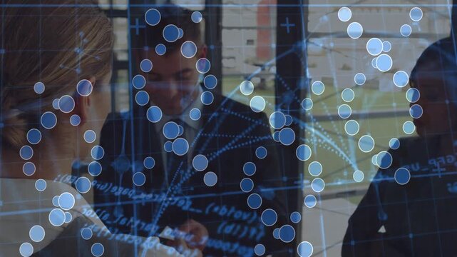 Camera panning revealing cursive overlay on pale blue map grid with dots guiding lobby for business