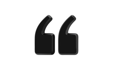 Obraz premium Black 3D Quote Mark Symbol Isolated on White Background