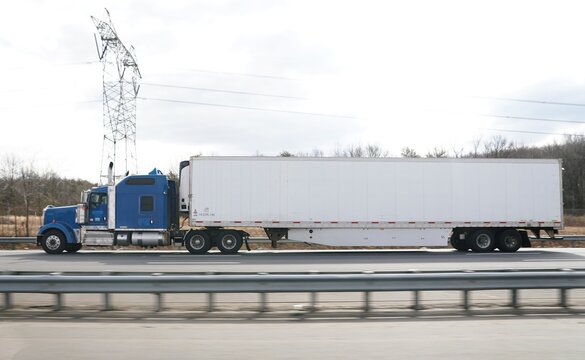 New Jersey, U.S.A - Feb 21, 2026 - A commercial freight truck traveling along a major highway corridor supporting regional logistics and long-distance transportation.