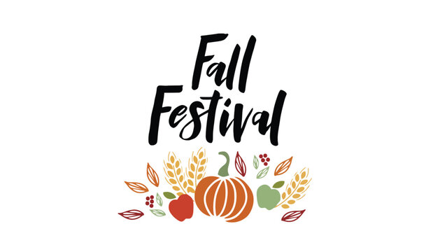 Fall Festival vector illustration with pumpkin and leaves on white background