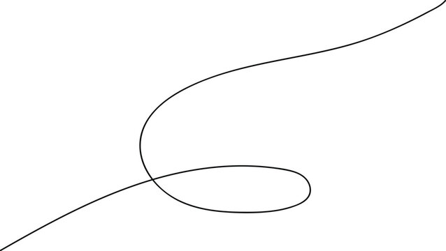Abstract Continuous One Line Art Doodle - Minimalist Wavy Curly Stroke