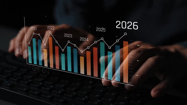 Business growth forecast highlights increasing trends new year 2026. Growth forecast data, growth forecast strategy, and growth forecast planning are key elements. Marrow