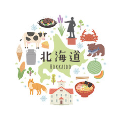北海道にまつわるかわいいイラストセット