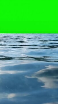 Aquatic VFX Element with the effect of water in a lake on green screen background distortion, overlay, glitch, static noise, scan lines black background, 4k animated video loop